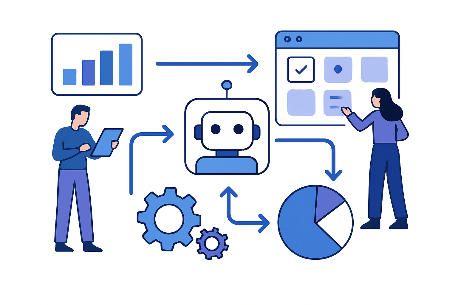 Illustration de make automatisation avec interface no-code et flux de process