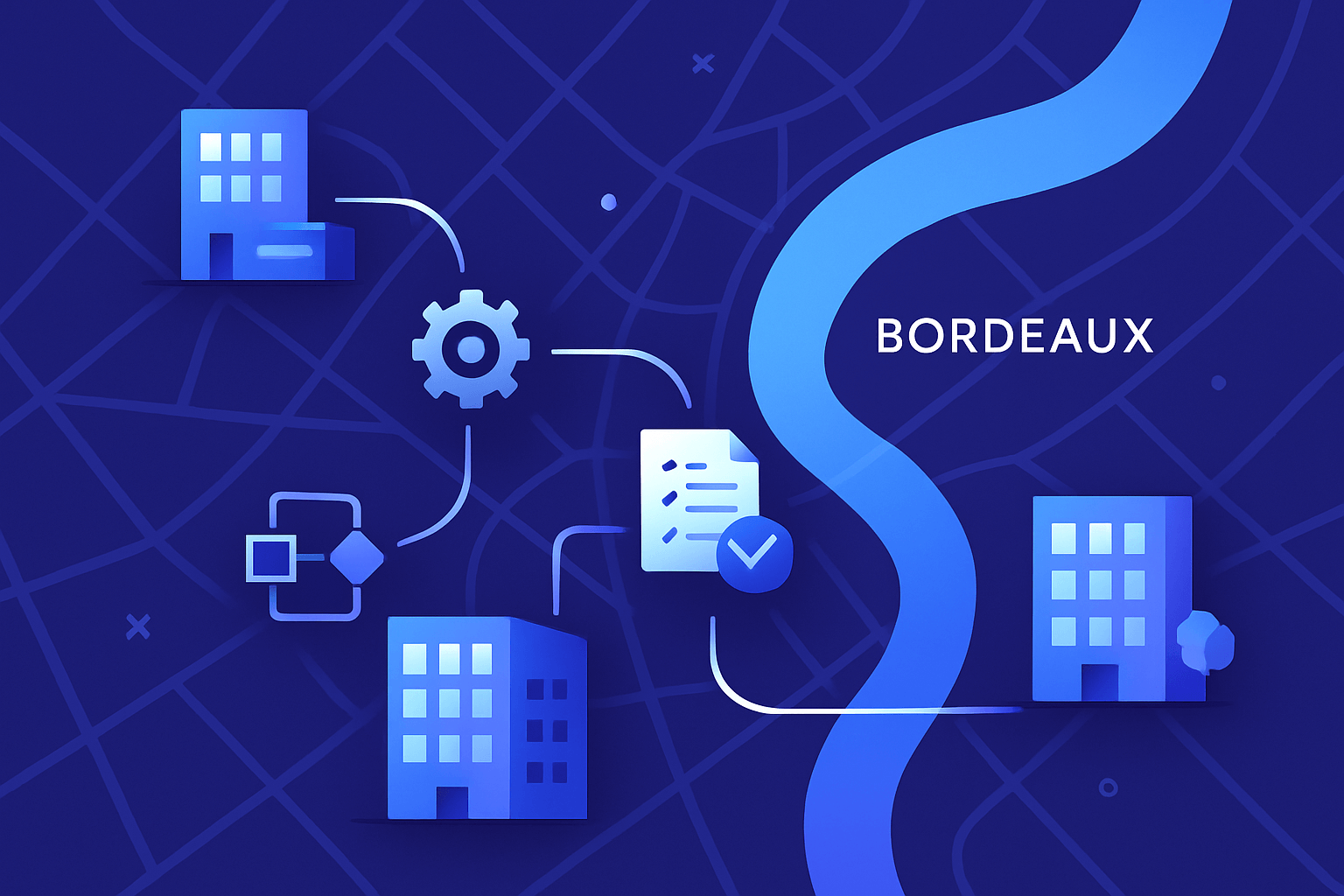 Illustration professionnelle d'agence automatisation à Bordeaux avec workflows numériques