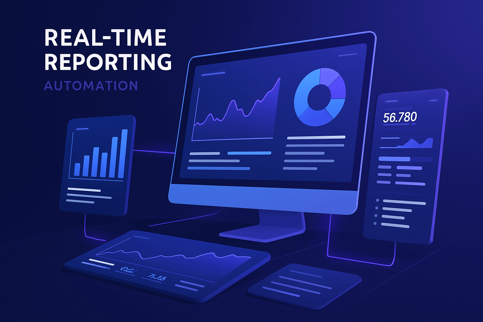 Dashboard montrant l'automatisation reporting en temps réel avec graphiques et indicateurs