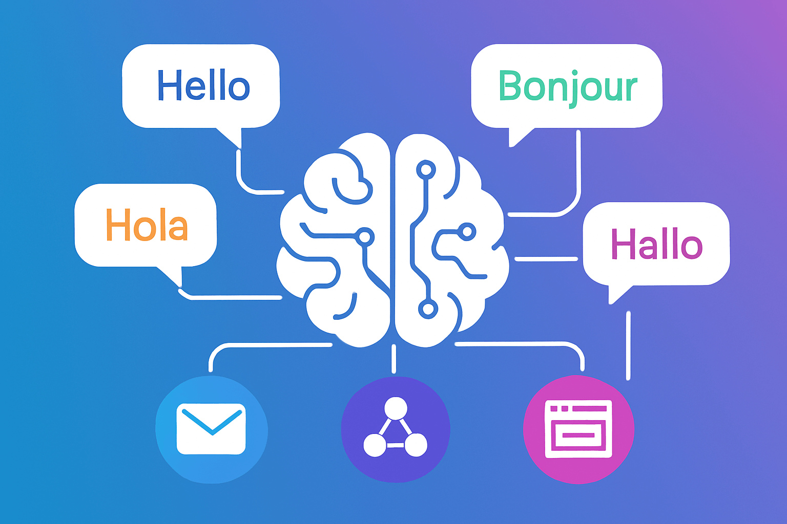 Illustration d’un processus d’adaptation multilingue IA pour les contenus marketing