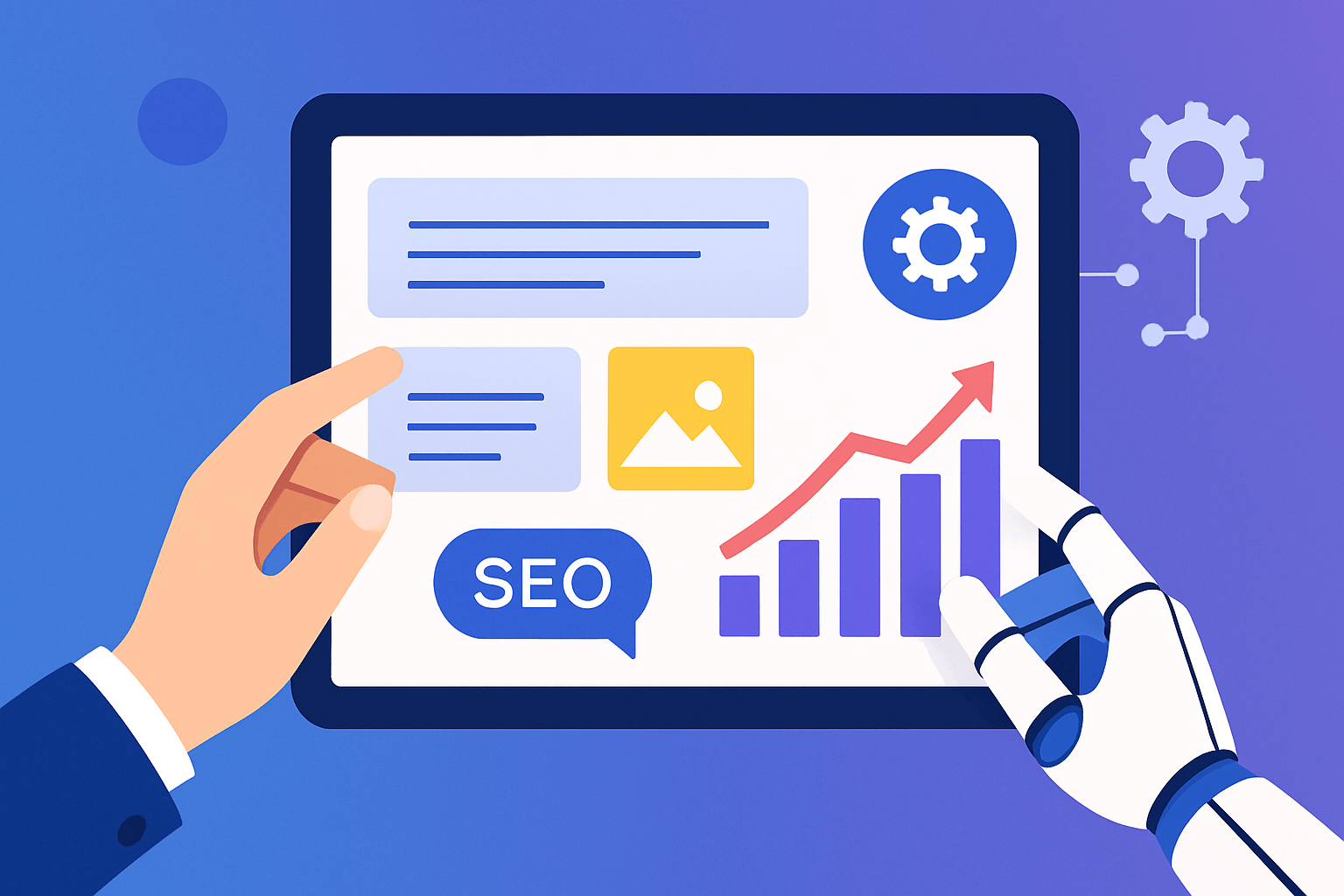 Illustration de la co-création humain IA pour le contenu marketing