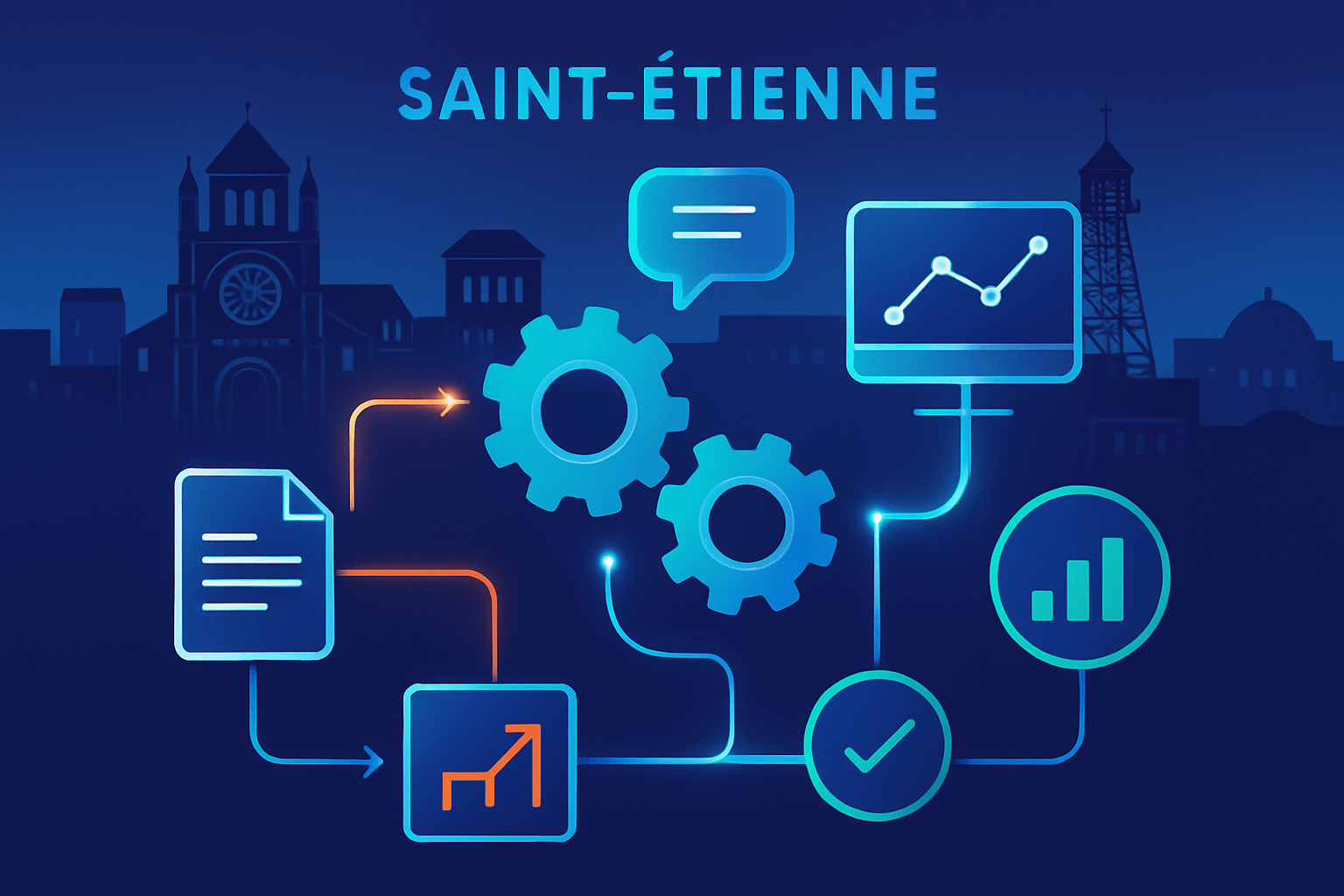 Illustration d'une agence automatisation à Saint-Étienne optimisant les processus