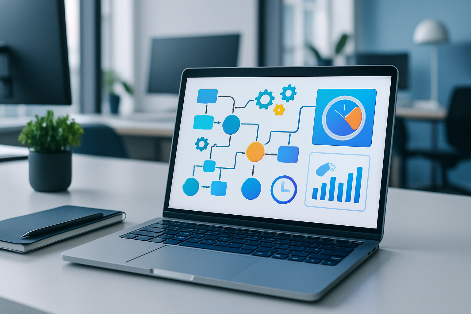 Poste de travail digital moderne illustrant l'automation en entreprise