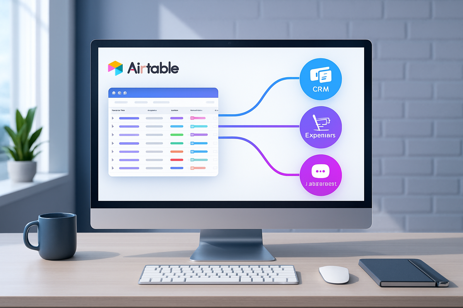 Automatisation Airtable connectée à outils clés, workflow digital sécurisé